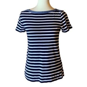 Lauren blue striped boatneck short sleeve top Size Large